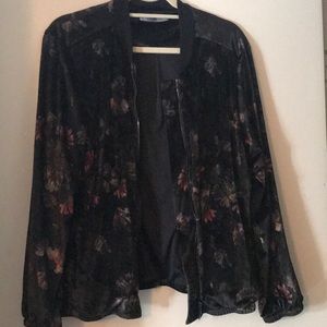 Floral print velvet bomber jacket